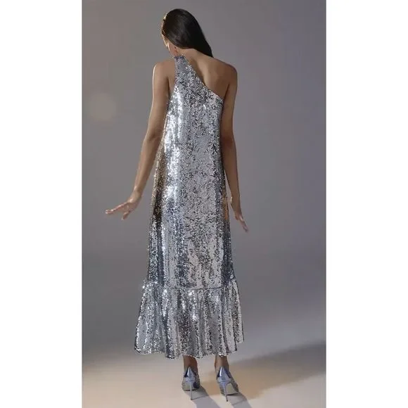 New Anthropologie Maeve One-Shoulder Sequin Dress Size XL
